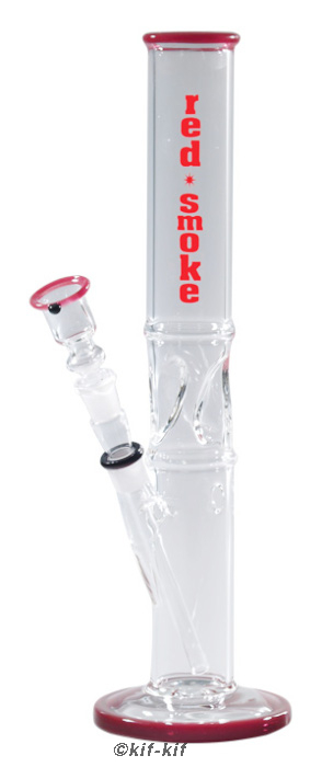 Glasbong 14,5 Straight, Eis, "Red Smoke" ca. 33 cm