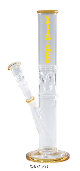 Glasbong 14,5 Straight, Eis, "Yellow Smoke" ca. 33 cm