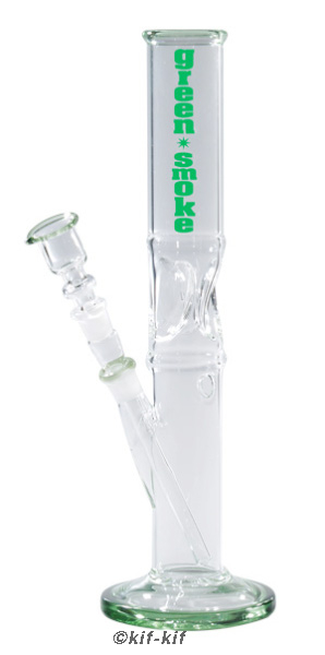 Glasbong 14,5 Straight, Eis, "Green Smoke" ca. 33 cm