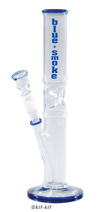 Glasbong 14,5 Straight, Eis, "Blue Smoke" ca. 33 cm