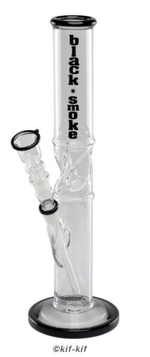 Glasbong 14,5 Straight, Eis, "Black Smoke" ca. 33 cm
