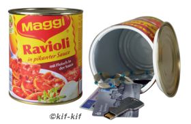 Konservendose mit Geheimfach „Ravioli“